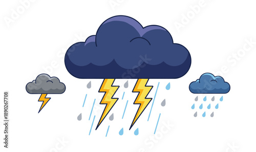 Weather forecast storm with rain and lightning clouds