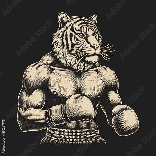 Tiger Boxer: A Powerful Illustration of Strength and Determination.