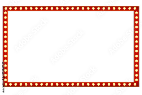 Vintage marquee border frame with light bulbs isolated transparent background png
