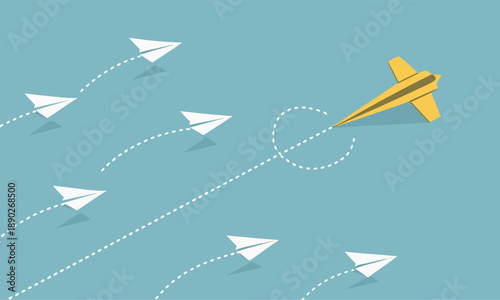 Leadership Concept with Paper Planes and Golden Leader