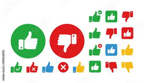 Thumbs up thumbs down feedback and likes icons