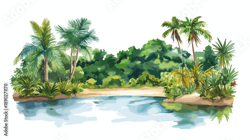 Galibi Nature Reserve. Galibi Nature Reserve hand drawn watercolor illustration