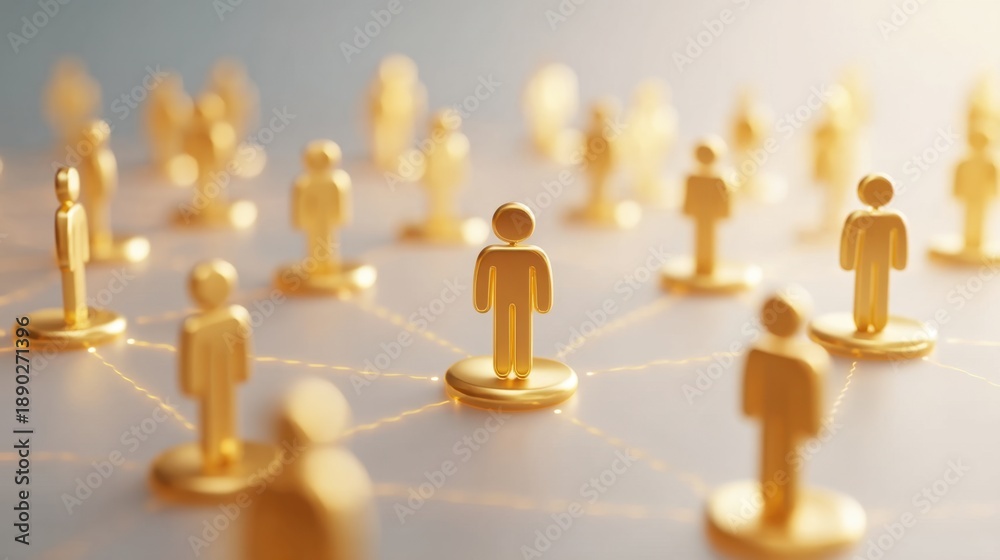 Obraz premium Abstract Illustration of a Network of Interconnected People Representing Social Connections and Collaboration in a Digital World