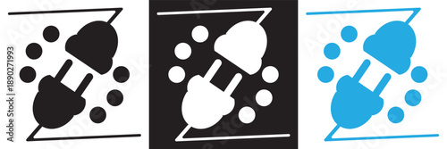 Energy savings coin stack icon set. Vector icon set showing stacked coins with lightning bolt symbols representing electricity costs, energy savings, and power efficiency concepts.EPS10/AI.