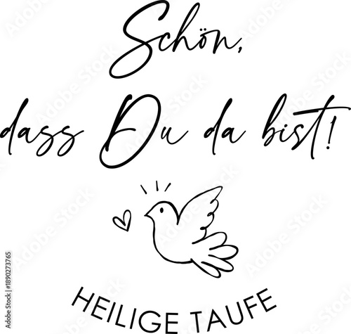 Schön dass du da bist,heilige Taufe. .Dankeskarten für die Taufe an Pfarrer, Familie & Freunde mit christlichen & weltlichen Motiven, Religiöse Motive.