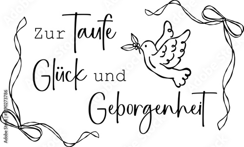 Zur Taufe Glück und Geborgenheit. Liebevolle Glückwünsche zur Taufe. Taufglückwünsche Karte für das getaufte Kind mit christlichen & weltlichen Motiven, Religiöse Motive  für Jungs & Mädchen.