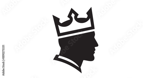 Silhouette of a person's head wearing a crown in profile view