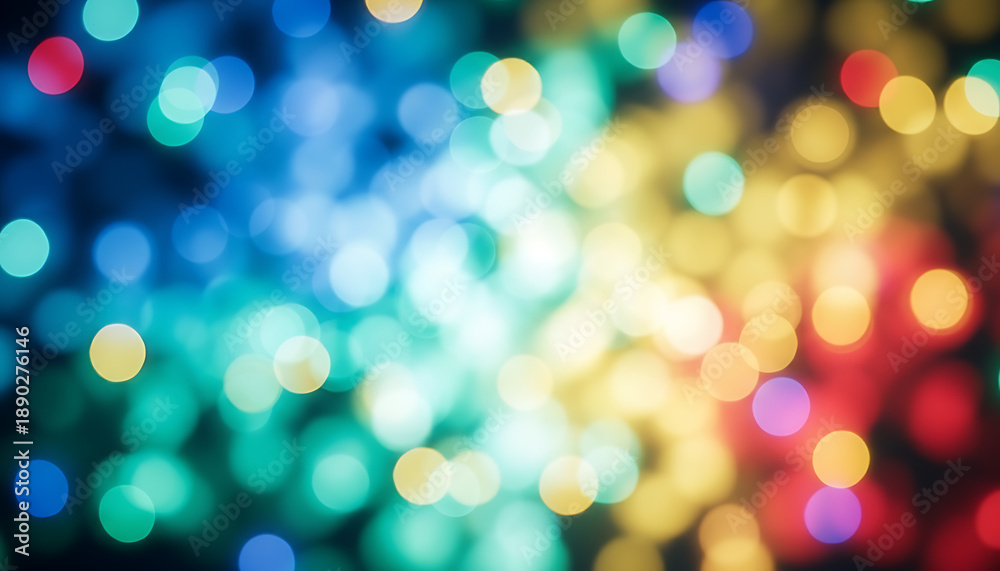 Fototapeta premium Vibrant Bokeh Lights Background, Festive Christmas or Party Atmosphere, Colorful