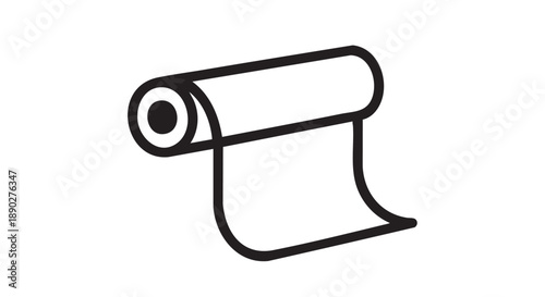 Simple black line illustration of a roll of paper towel on a plain background from a slightly angled viewpoint