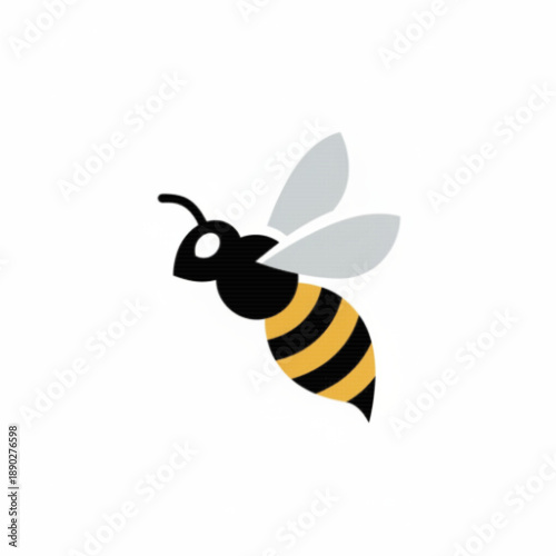 Minimalist Honey Bee Icon with Yellow and Black Stripes