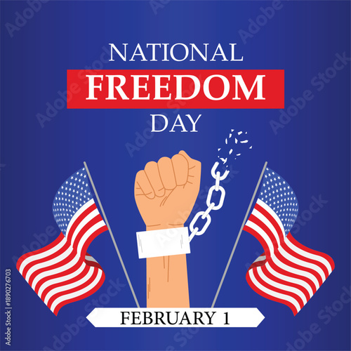 National Freedom day 1 Feb post  USA Flag Freedom post vector illustration