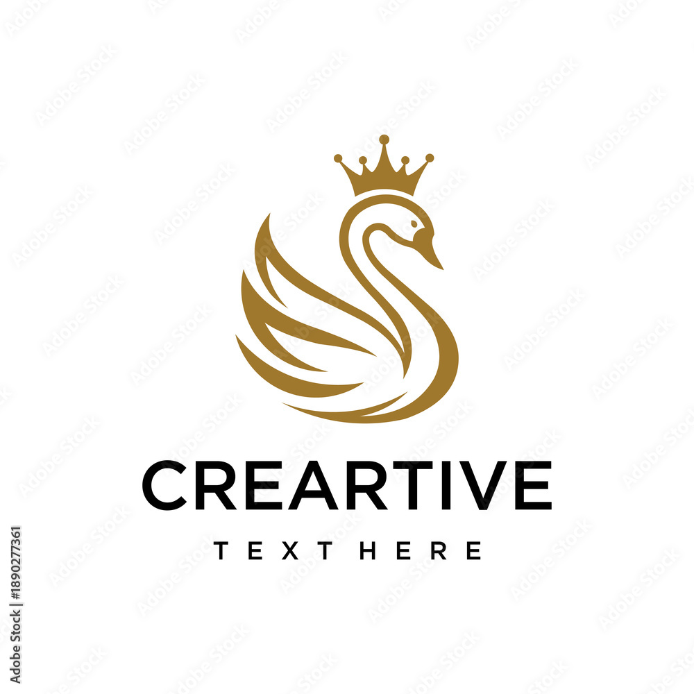 Obraz premium elegant swan with crown logo design for luxury brand, royal identity, fashion, and premium business