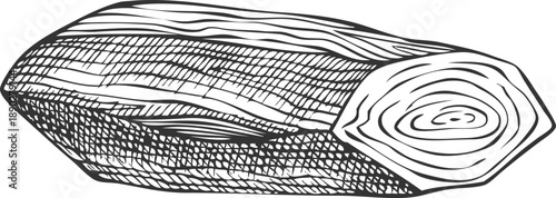 Fragrant wooden stick, sandalwood tree product vector sketch, hand drawn engraved perfumery and aromatherapy production