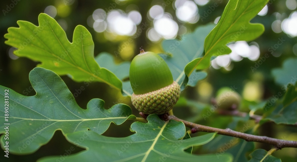 Obraz premium Oaks Gift A Green Acorns Promise.
