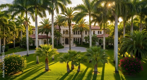 Luxury Estate Surrounded by Palm Trees in Sunny Florida.