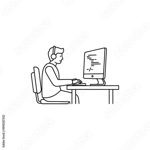 man working on laptop