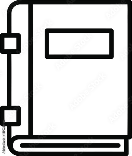 Simple line drawing of a closed journal with buckles