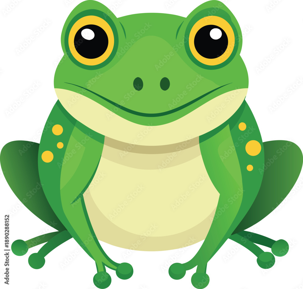 Fototapeta premium Green frog cartoon isolated on transparent background