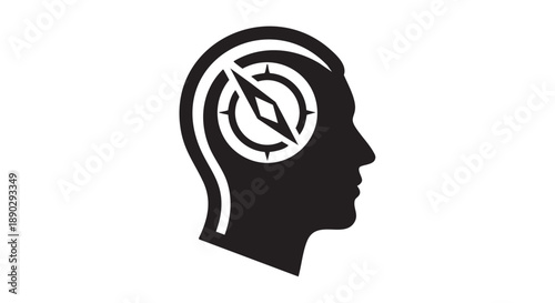 Illustration of a human head in profile with a pencil inside the brain, symbolizing creativity and thought process