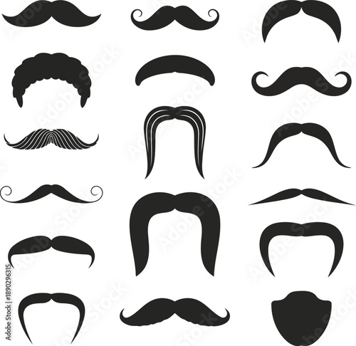 Collection of various stylish mustaches and beards