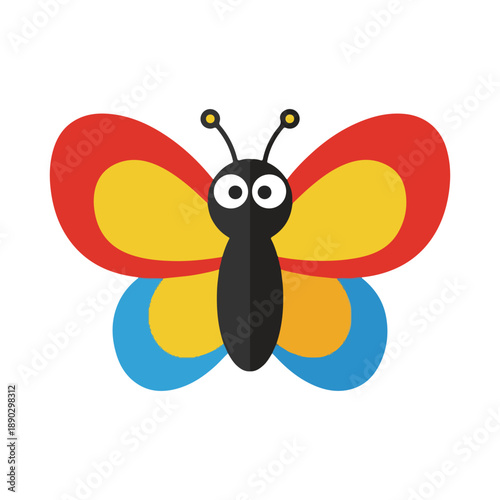 Cute Colorful Cartoon Butterfly Icon Simple Flat Design