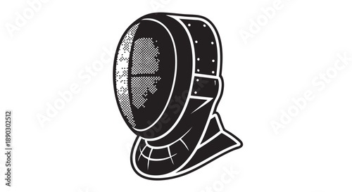 Detailed illustration of a fighter jet engine viewed from the front, showcasing its complex turbo machinery and components in a technical drawing style