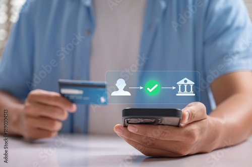 Photography Mobile payment and secure online banking transaction concept