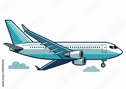 Commercial Airplane Vector Illustration Side View Flight