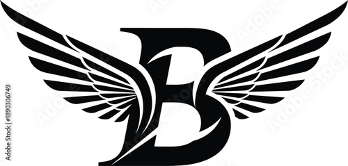 Initial letter B logo and wings symbol. Wings design element, initial Letter B logo Icon, Initial Logo Template 