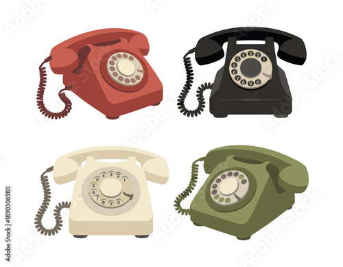 Vintage rotary telephones set communicating past times