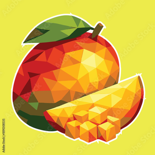 mango with lowpoly art, eps 10 illustration