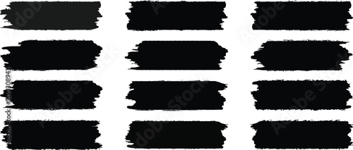 Brush strokes vector. Paint, ink brush, brush strokes, brushes, lines, frames, buttons, grungy rough grunge thick paint line texture