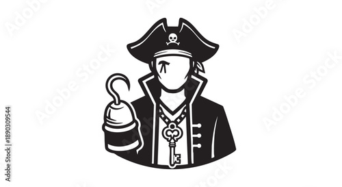 Pirate Captain Holding Lantern and Key in Formal Attire Illustration
