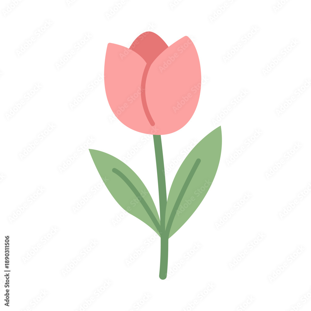 Fototapeta premium Vector set of spring Easter flowers and insects in flat style isolated on white background.