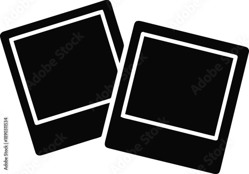 Two instant photo frames diagonally positioned slightly overlapping for image display or scrapbook element creation