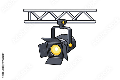 Stage Spotlight Icon: Performance Lighting, Theater, and Concert.