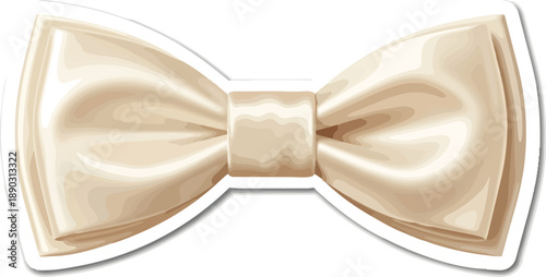 White Satin Bow Tie Closeup Shot.