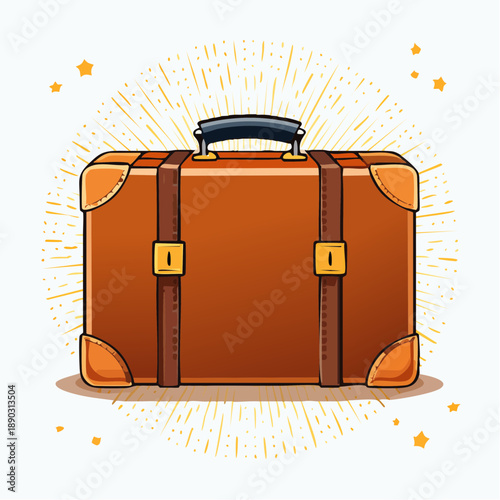 alter brauner Koffer - Cartoon Comic Stil