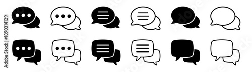 Speech Bubble Chat Icon Set for Messaging, Communication, Conversation and Social Interaction