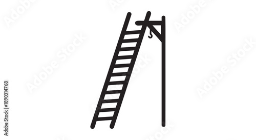 A simple illustration of a ladder leaning against a wall from a side viewpoint