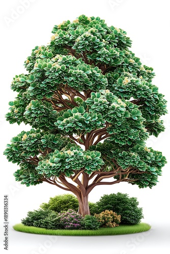 Beautiful ornamental green tree illustration art high resolution picture