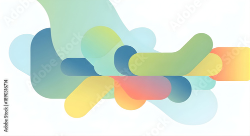 Abstract Pastel Fluid Gradient Blobs on White Background, Minimalist Organic Shapes for Modern Web Designu