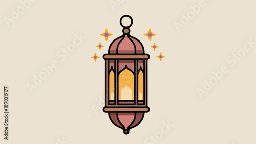 Festive Islamic Lantern with Sparkling Light