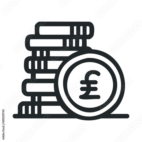 Stack of British Pound coins, representing financial growth, savings, and economic stability for business and personal finance applications.