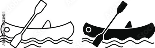 Boat Ship Water Transport Icon Line and Solid Style Vector Illustration