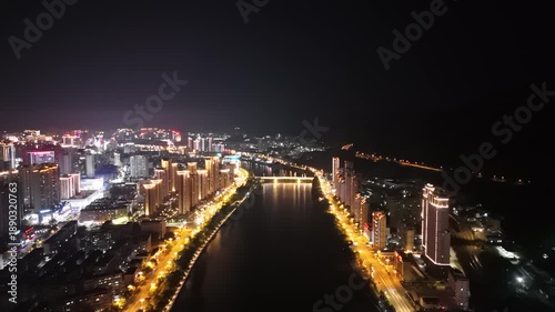 Wallpaper Mural Sanming Fujian Aerial Night View - River City Scene Both Sides Torontodigital.ca