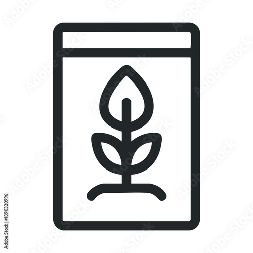 Plant growth icon depicting a sprouting seedling within a rectangular frame, symbolizing nature, agriculture, and environmental care.