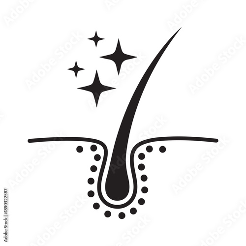 Healthy hair follicle icon with shine and sparkles