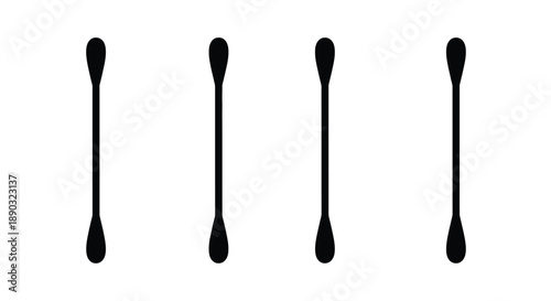 Four vertical shapes resembling cotton swabs a dark silhouette