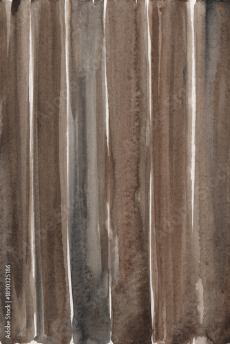 Watercolor striped background with wooden texture. Brown oak wood material.